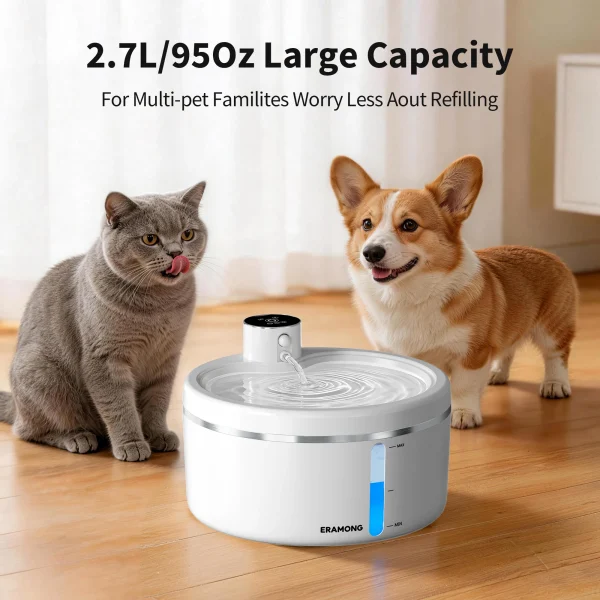 ERAMONG 2.7L Wireless Intelligent Cat Water Fountain